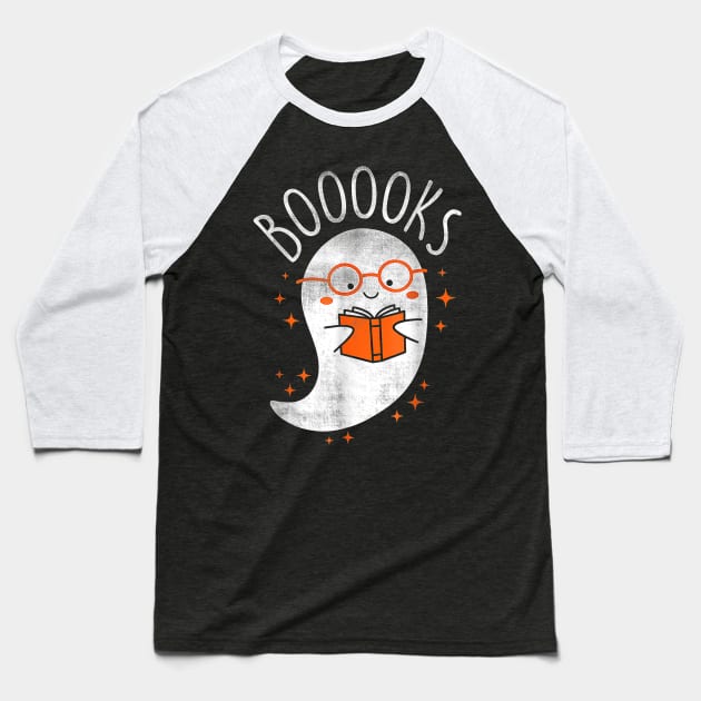 Funny Halloween Cute Ghost Book Reading School Teacher Baseball T-Shirt by everetto